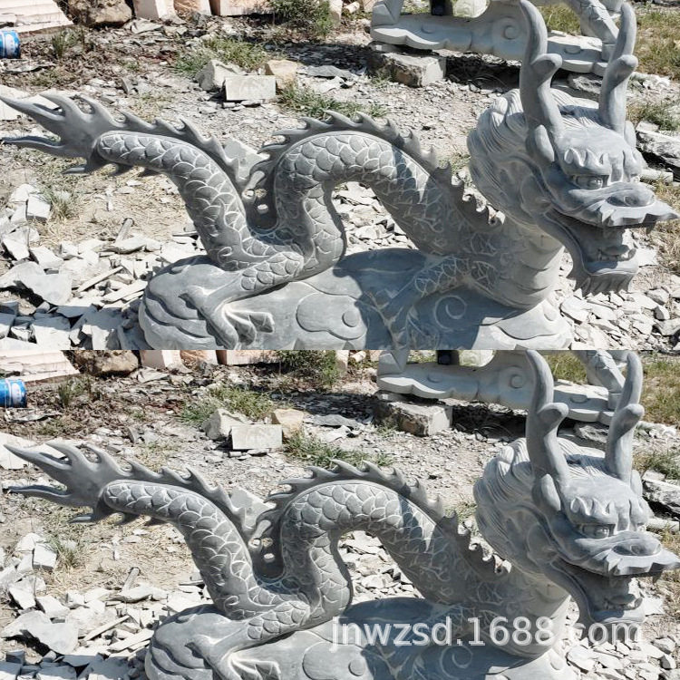 景区石雕大龙头制作山东石刻青龙雕塑报价户外景观石头龙样式图