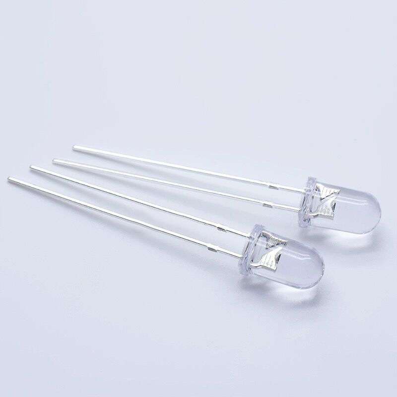 F3/F5白发冰蓝圆头超高亮暖白长脚 透明3/5mmLED发光二极管灯珠