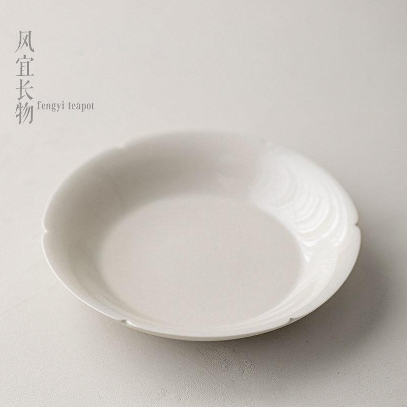 草木灰复古中式壶承 圆形陶瓷茶壶托盘 蓄水养壶垫茶托小型干泡台