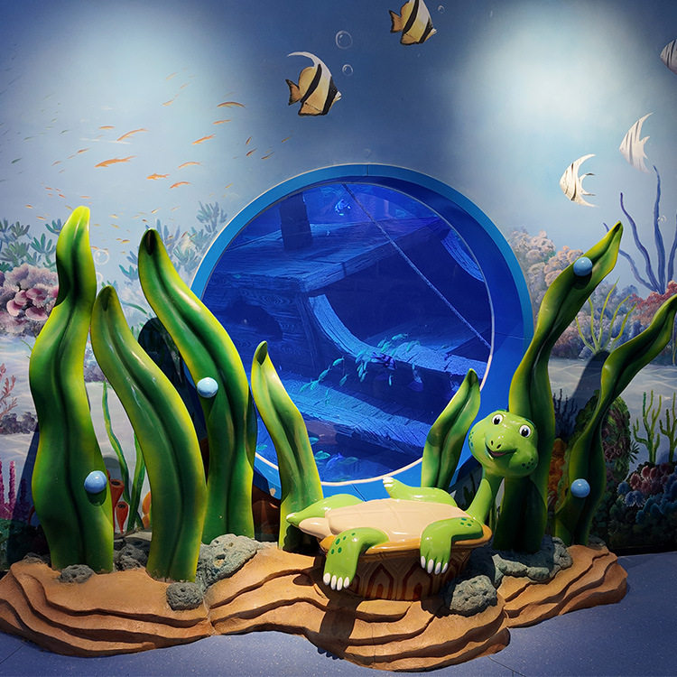 优质耐用玻璃钢雕塑海草雕塑线条流畅色彩鲜艳水族馆设计安装
