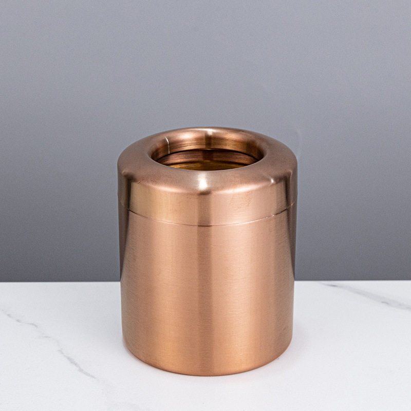 桌面垃圾桶迷你无盖小型304不锈钢垃圾筒古铜家用客厅卧室收纳桶