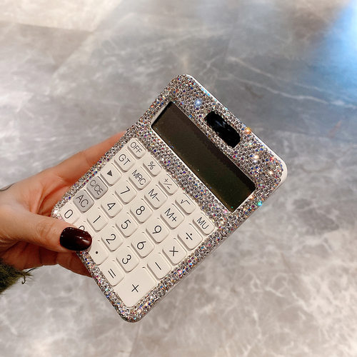 时尚创意迷你小号女士可爱计算器桌面镶钻水晶小型便携计算机贴钻