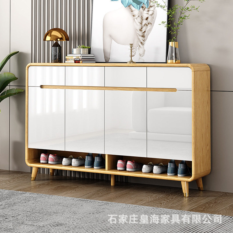 北欧鞋柜玄关柜家用门口简约现代实木腿大容量阳台收纳柜储物柜