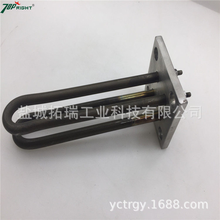 供应四孔模温机电加热管 方形法兰盘不锈钢液体水烧加热管