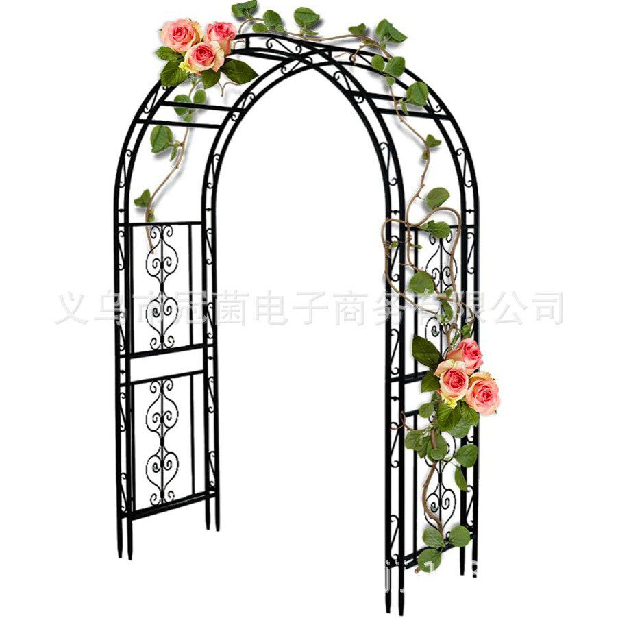 欧式铁艺爬藤花拱门架别墅庭院花园绿植拱形支架婚礼拱门植物架