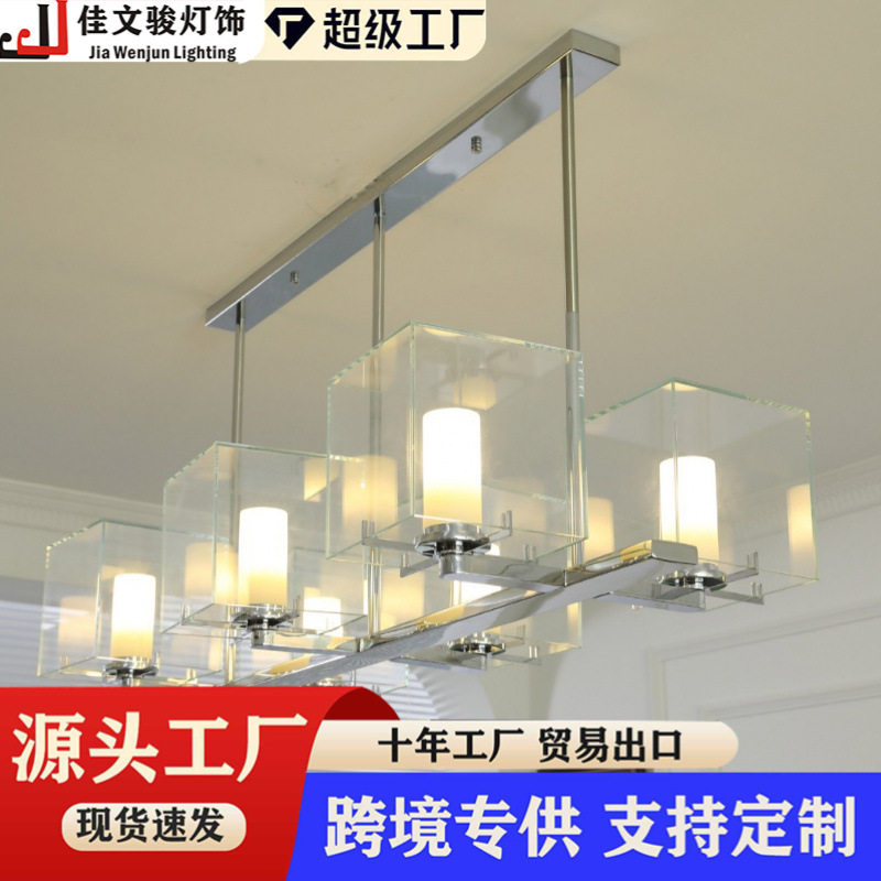 美式工业风餐吊灯餐桌吧台灯新中式长方形茶室灯酒店前台接待吊灯