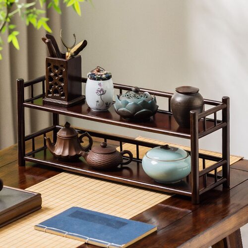 桌面茶具置物架茶壶架展示架紫砂壶摆放架子仿古置物架博古架收纳