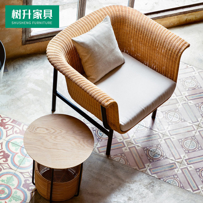 户外休闲藤编沙发室外庭院藤艺沙发茶几组合阳台露天客厅民宿家具
