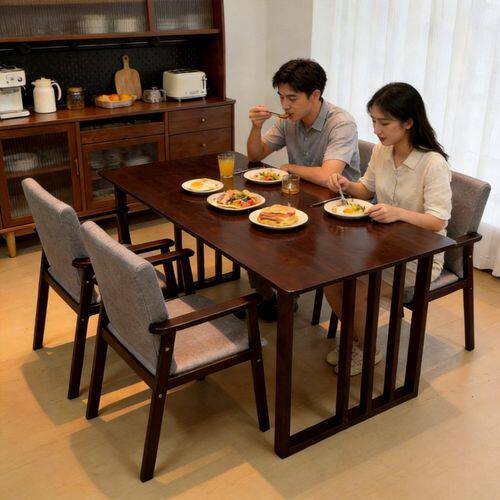 实木餐桌中古风餐桌大板长方形吃饭桌子家用小户型原木餐桌椅组合
