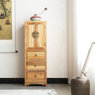 新中式收纳沙发侧边窄柜高款实木电视立柜子墙角客厅香樟木转角柜