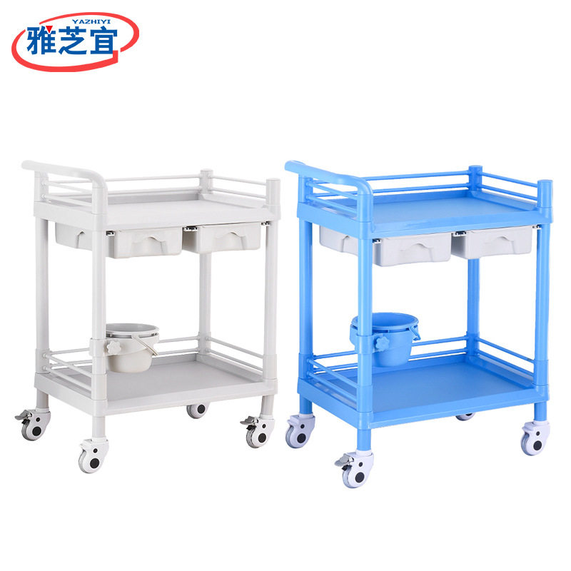 ABS小推车塑料护理推车换药车双层三层置物车美容工具手推车