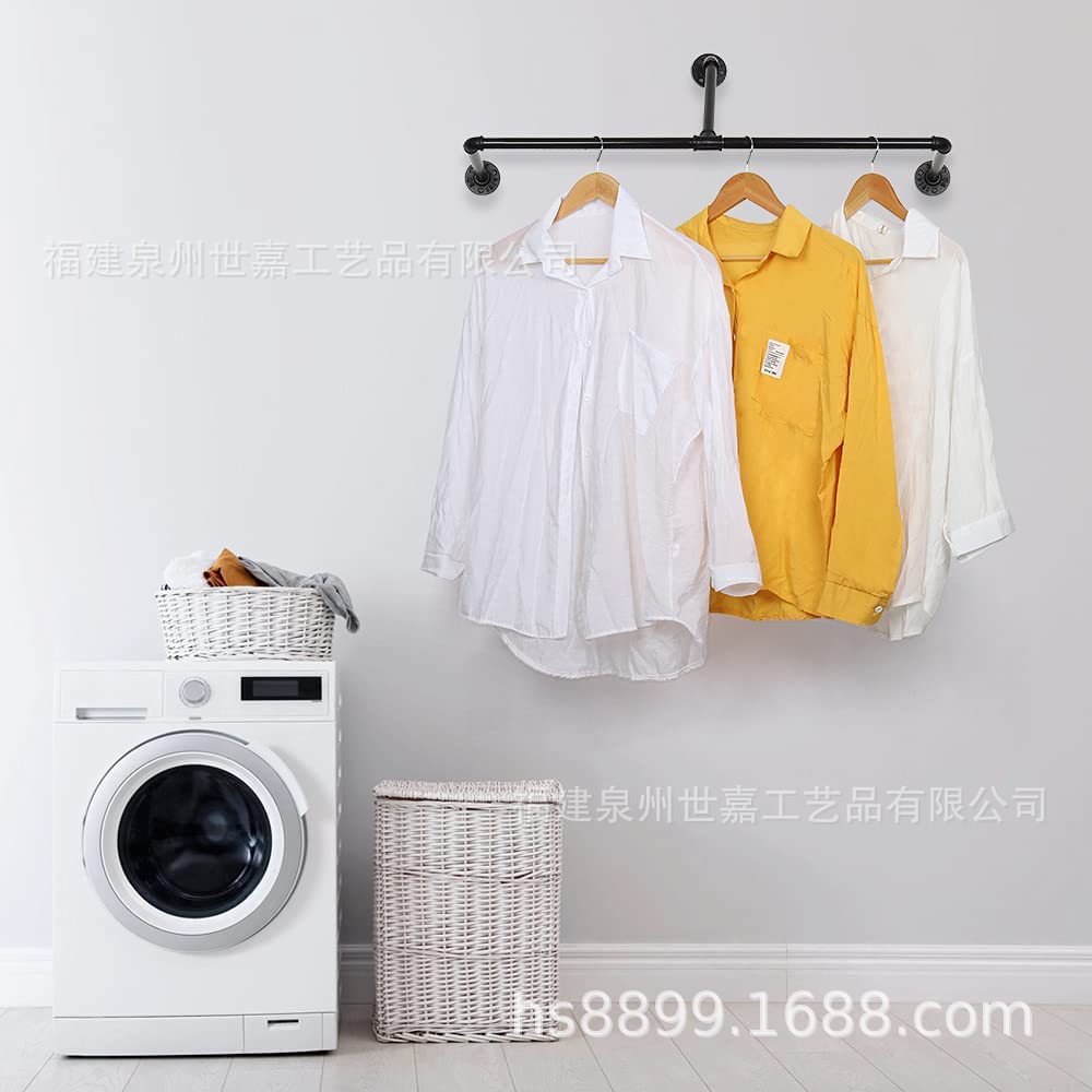 在工业管衣架壁挂重型衣帽杆挂衣架多功能衣架挂衣架衣柜洗衣房