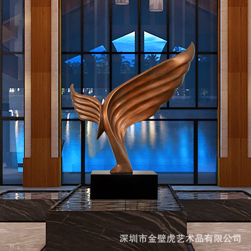 抽象翅膀雕塑大鹏展翅 步行街写字楼公司酒店售楼处大堂落地摆件