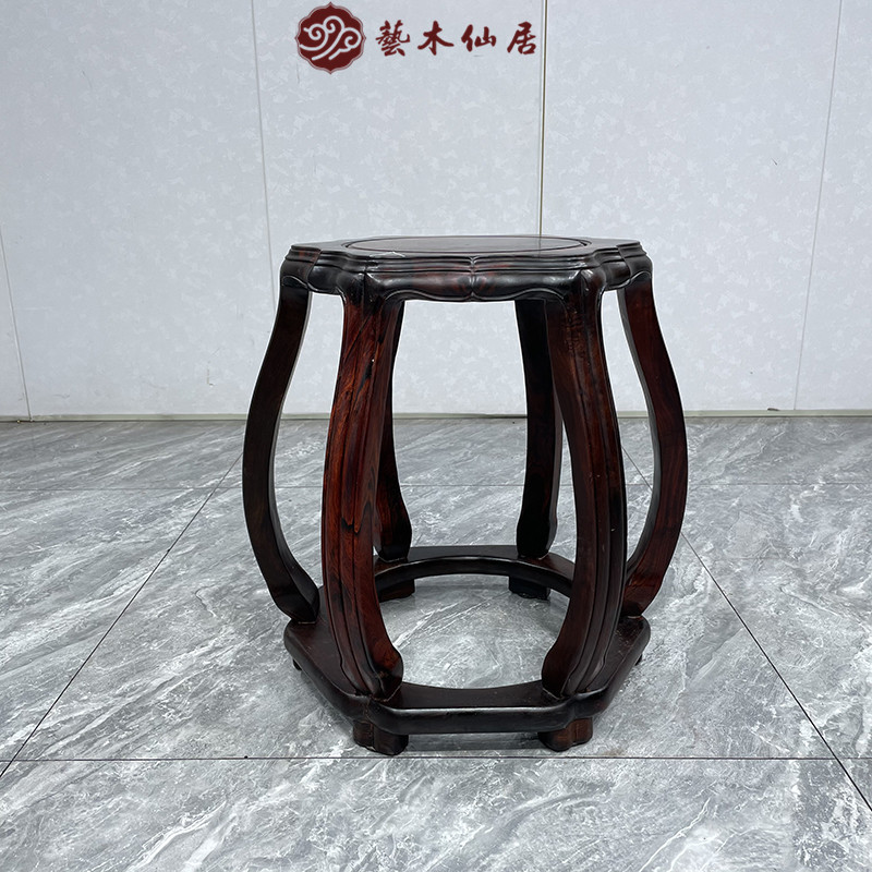 红木家具大红酸枝海棠鼓凳交趾黄檀圆凳实木经济型茶几凳子家用
