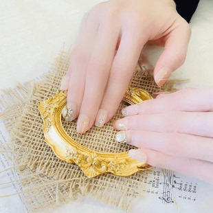 【金钻】破碎金箔晕染渐变纯手工穿戴甲黄钻青春可爱少女美甲贴片