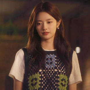 爱你沈惜凡同款徐若晗镂空蓝绿黑色毛衣背心马甲针织衫上衣罩衫夏