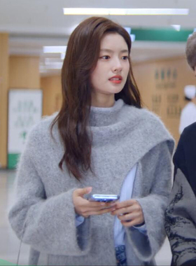 爱你沈惜凡同款徐若晗衣服半高领灰色毛衣针织衫马甲罩衫斗篷上衣