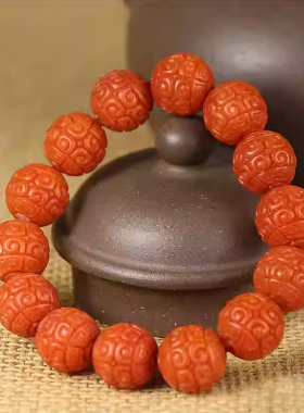 自然云南保山南红玛瑙回纹珠手串