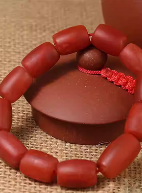 自然保山南红玛瑙桶珠手串