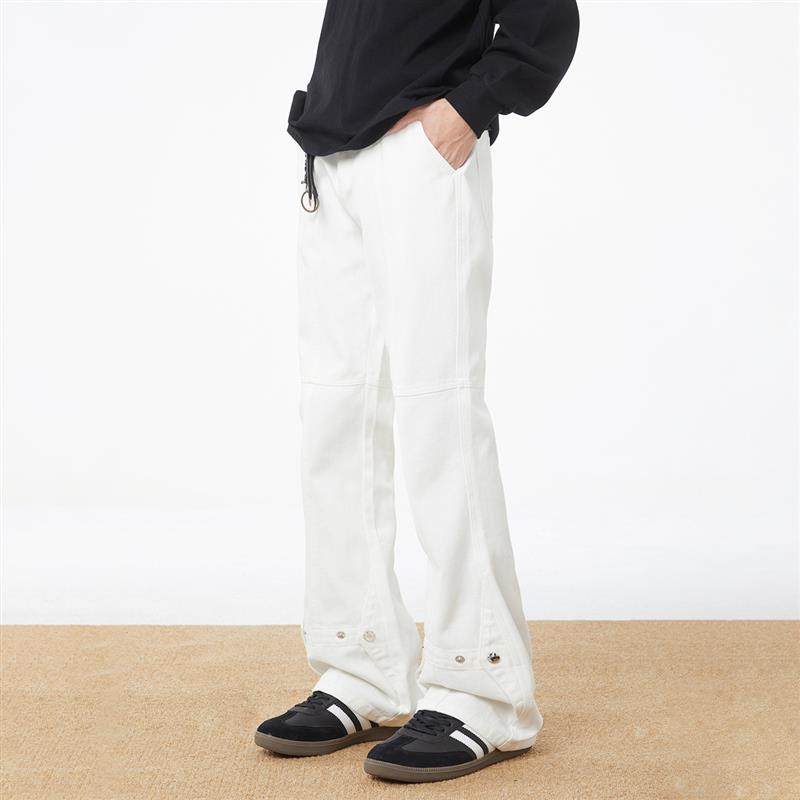 URS GGON美式复古牛仔裤潮牌情侣小众设计感排扣裤宽松直筒休闲裤