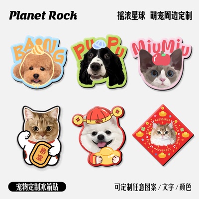 摇滚星球私宠定制宠物插画手绘周边冰箱贴滴胶磁吸文创生日猫狗