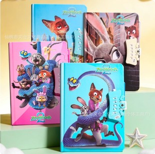 疯狂的动物密码本兔子朱迪狐尼克笔记本带锁日记本女孩男孩礼物