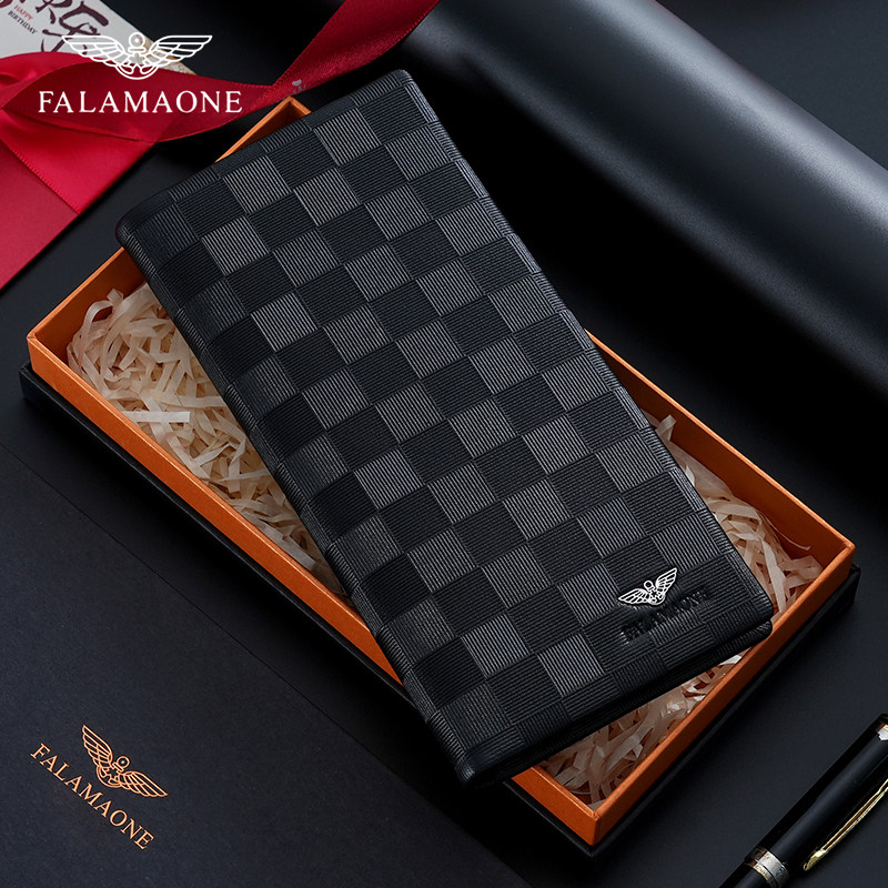 法莱阿玛尼男士长款钱夹2026新款卡包时尚真皮钱包礼盒送生日礼物