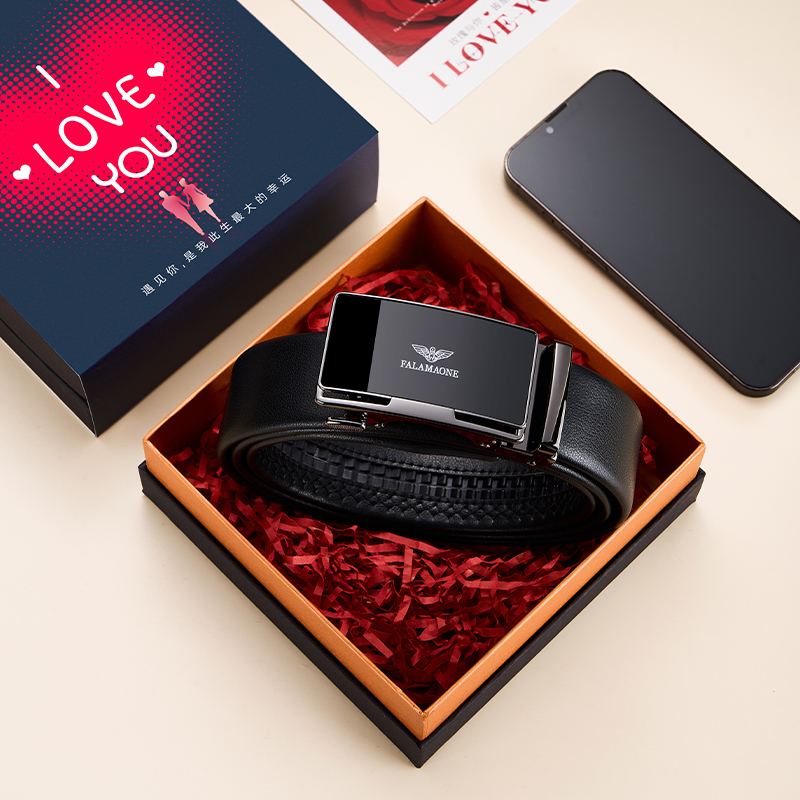 法莱阿玛尼男真皮腰带七夕送男友