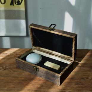 涵青堂泡桐木印泥印章盒装章印便携收纳盒子实木包装盒印鉴盒空盒