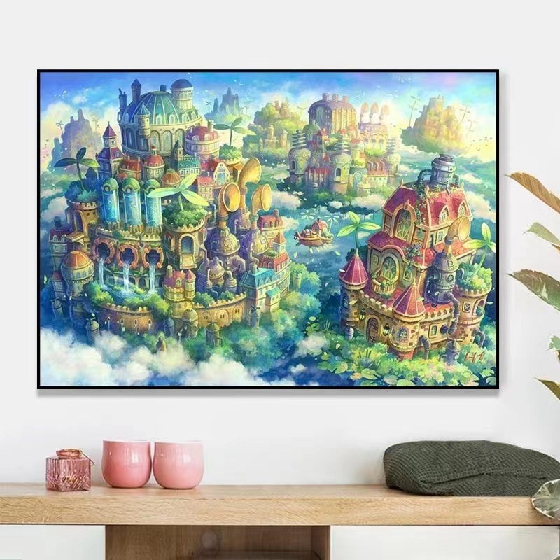 云端城堡十字绣2024新款线绣客厅小幅卧室欧式风景小件自己绣手工