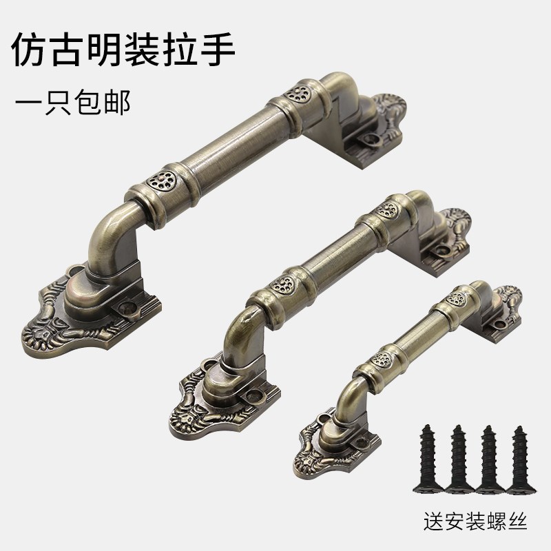 欧式仿古拉手老式大门房门木门移门推拉门大号明装红古铜门把手