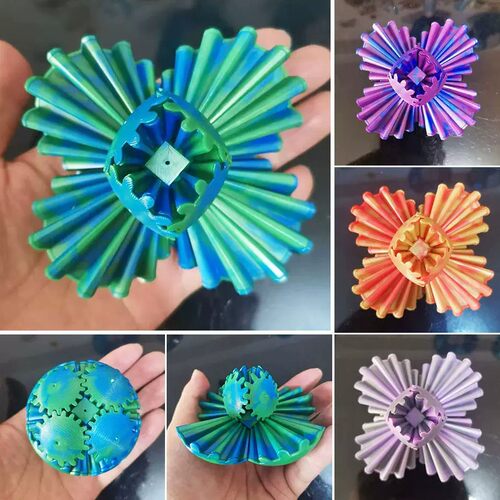 旋转齿轮球魔方儿童趣味玩具解压3D打印百变创意立体指尖球形积木