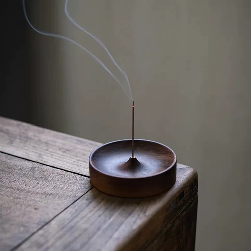 乌檀木香插天然实木线香插座檀香盘便携迷你沉香盘托茶桌装饰香托