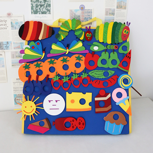 好饿 毛毛虫绘本毛毡儿童讲故事表演道具课堂互动早教围裙剧教具