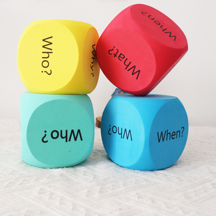 提问骰子儿童玩具英语课堂单词游戏道具疑问词筛子扔色子创意游戏