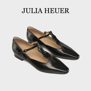 Julia Heuer朱莉亚赫尔 女士T字带玛丽珍鞋时尚杏头平跟女单鞋