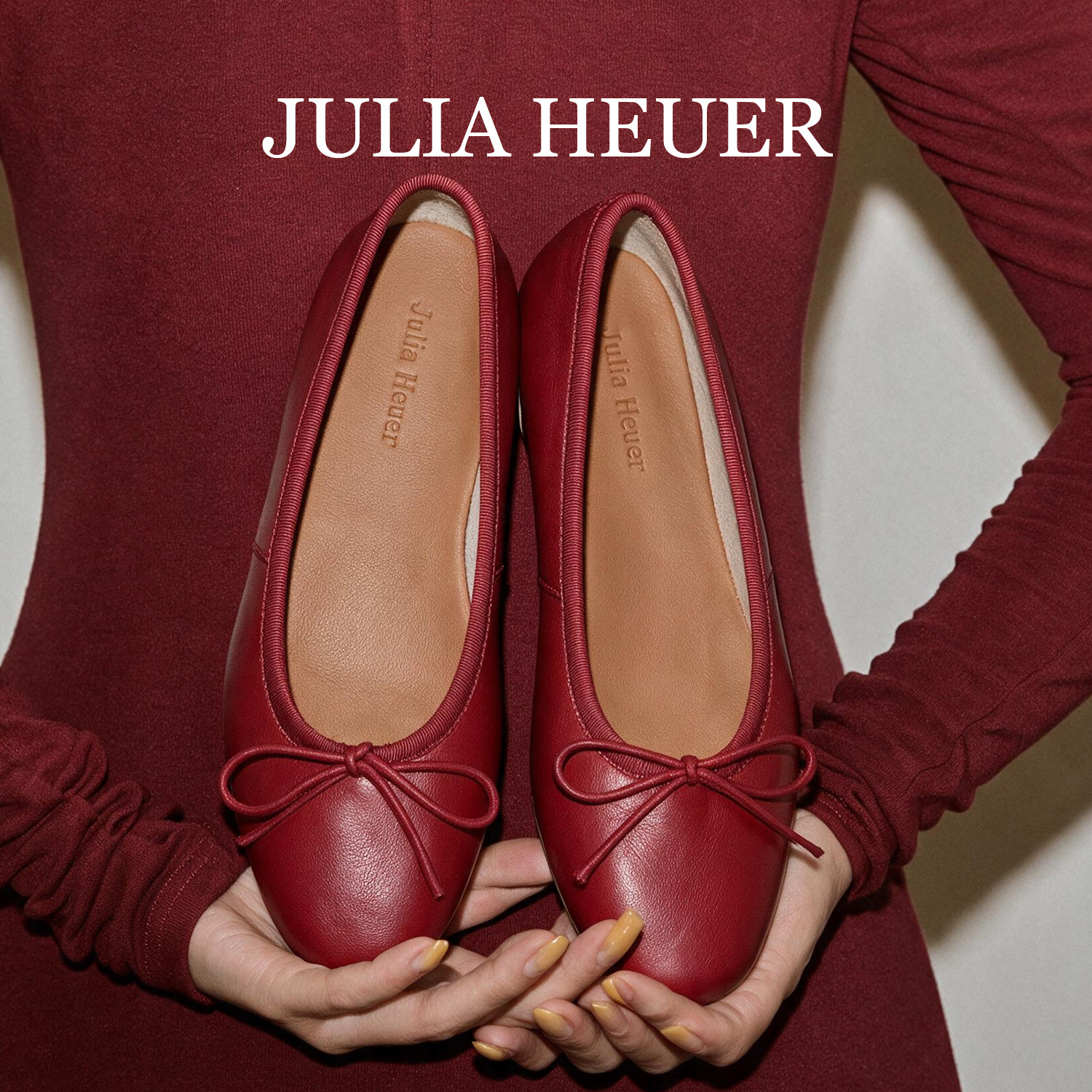 包文婧同款 Julia Heuer朱莉亚赫尔芭蕾舞鞋舒适羊皮蝴蝶结女单鞋