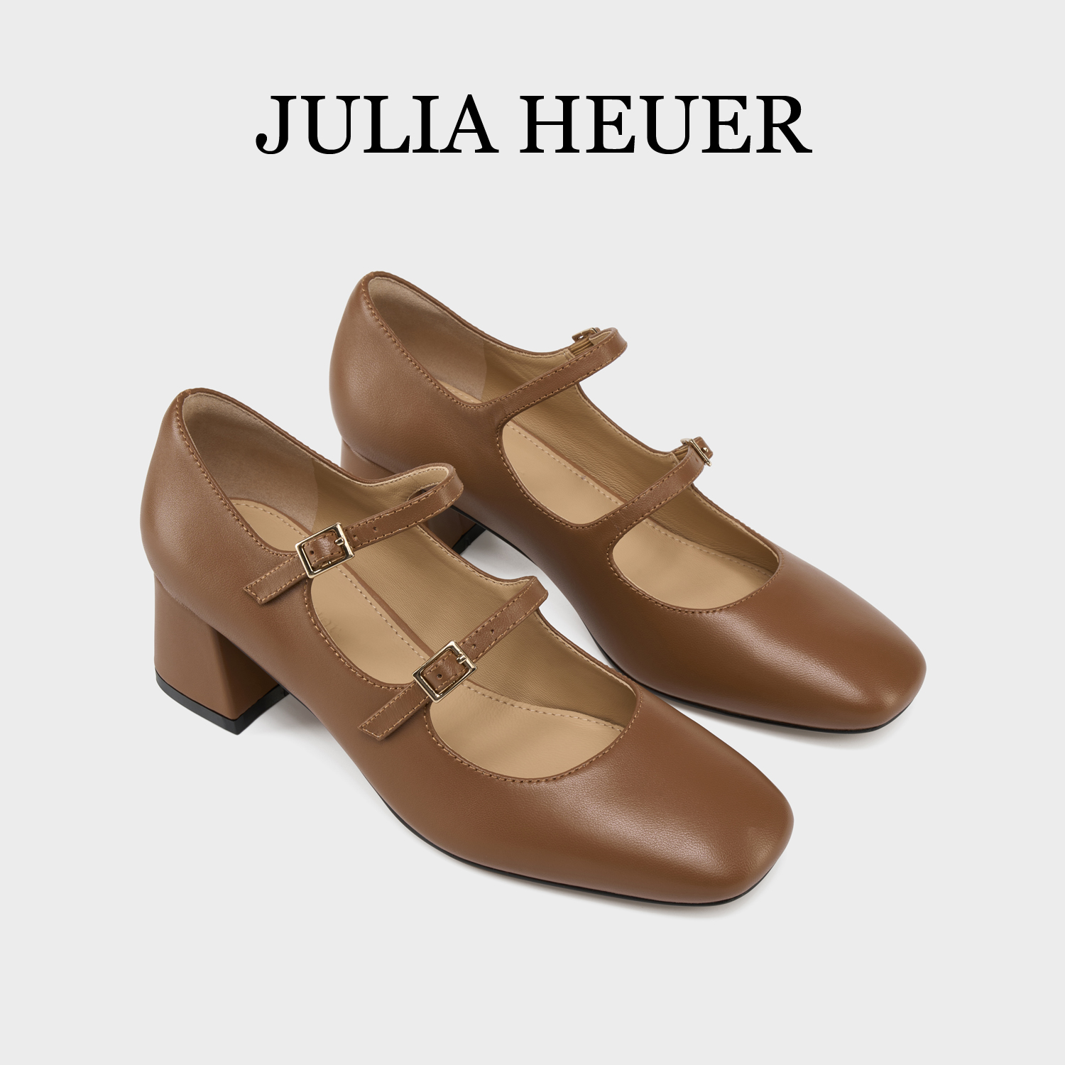 Julia Heuer朱莉亚赫尔 2025新款女士高跟玛丽珍一字扣带方头单鞋