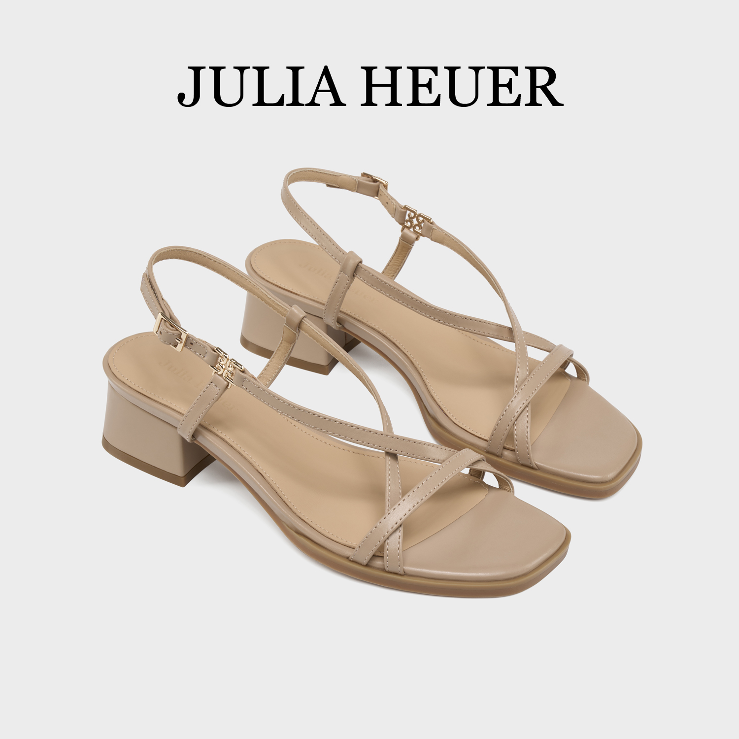 Julia Heuer朱莉亚赫尔 2025夏季新款女士一字带露趾高跟方头凉鞋