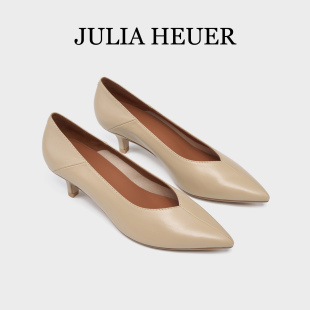 Julia Heuer朱莉亚赫尔 女士尖头猫跟鞋V口时尚高跟女单鞋