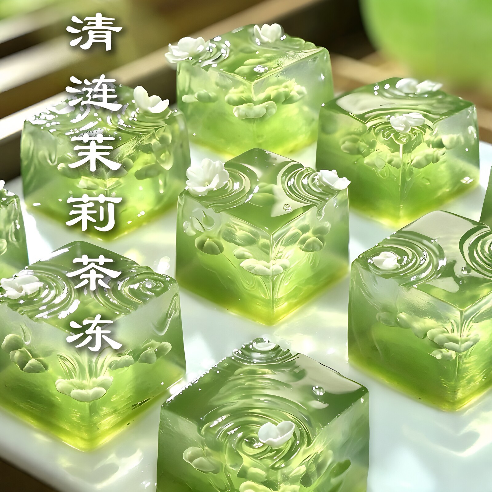 清涟茉莉茶冻！方形模具硅胶易脱模冰格果冻布丁慕斯diy制作工具 - 实物图