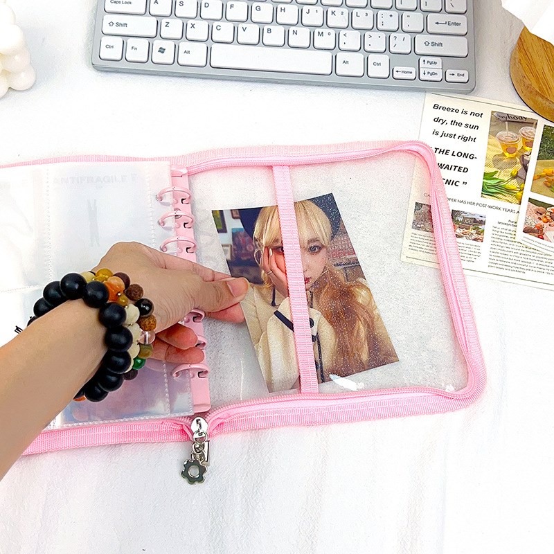 a6宽版拉链卡册3寸5寸7寸四宫格相薄成长手册透明内页收纳相册本