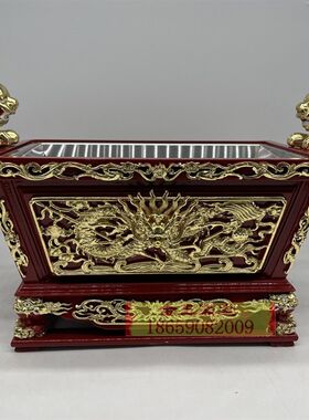 红色安金马槽炉四方炉p中式仿古实木雕花狮子炉木雕佛堂供奉大香