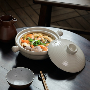 玩物志日式砂锅炖锅手工粗陶土锅粗糙古朴质感耐热煲仔饭汤锅石锅