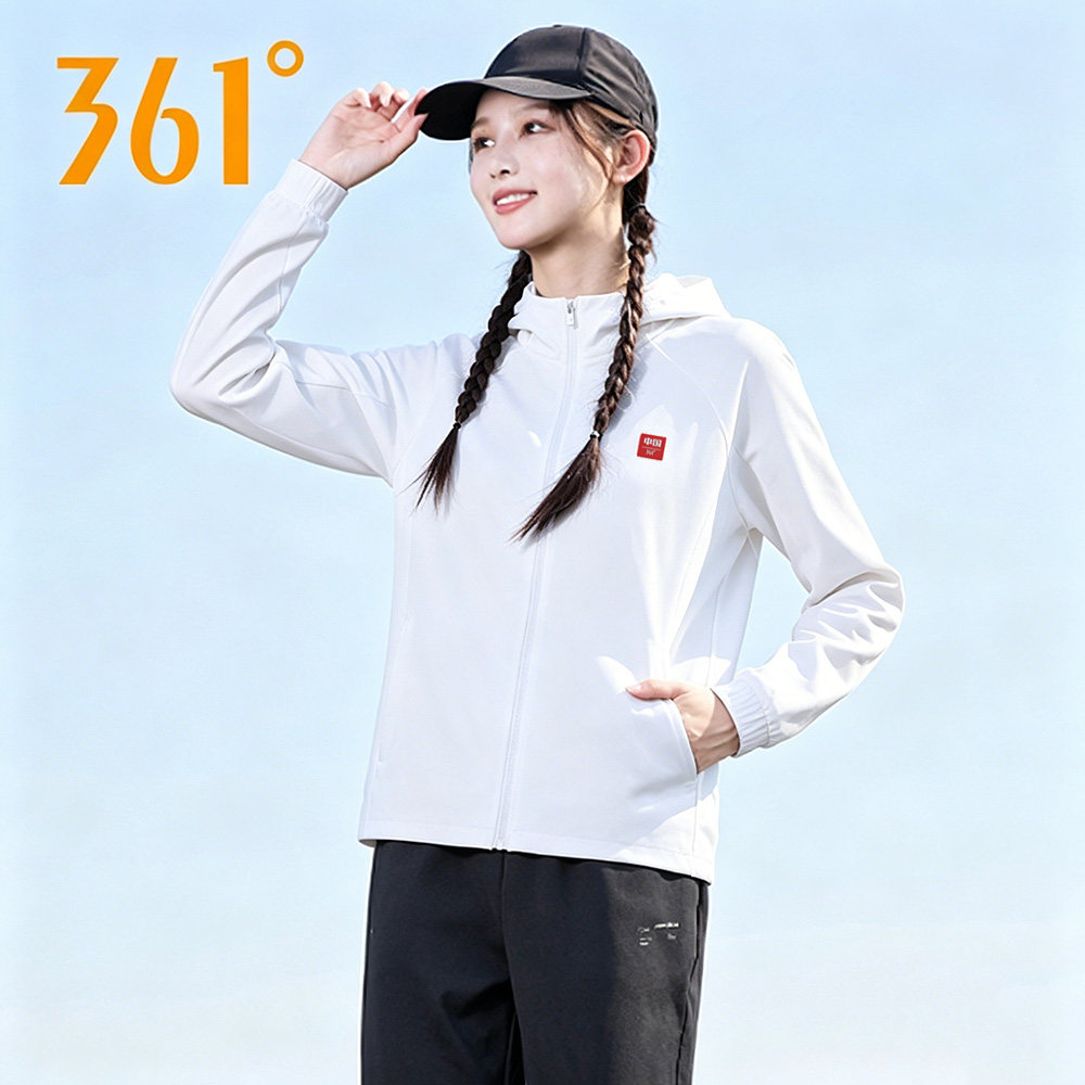361度运动风衣女2026夏季薄款冰丝连帽梭织外套女士休闲跑步上衣