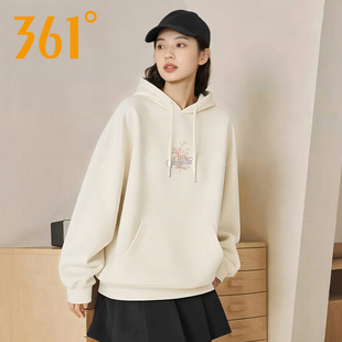 361度简约连帽卫衣女2026春季新款宽松休闲运动上衣针织长袖外套