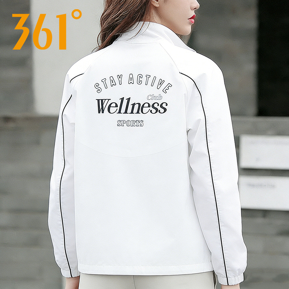 361度运动外套女2026夏季薄款立领夹克背后字母潮流梭织防风衣女