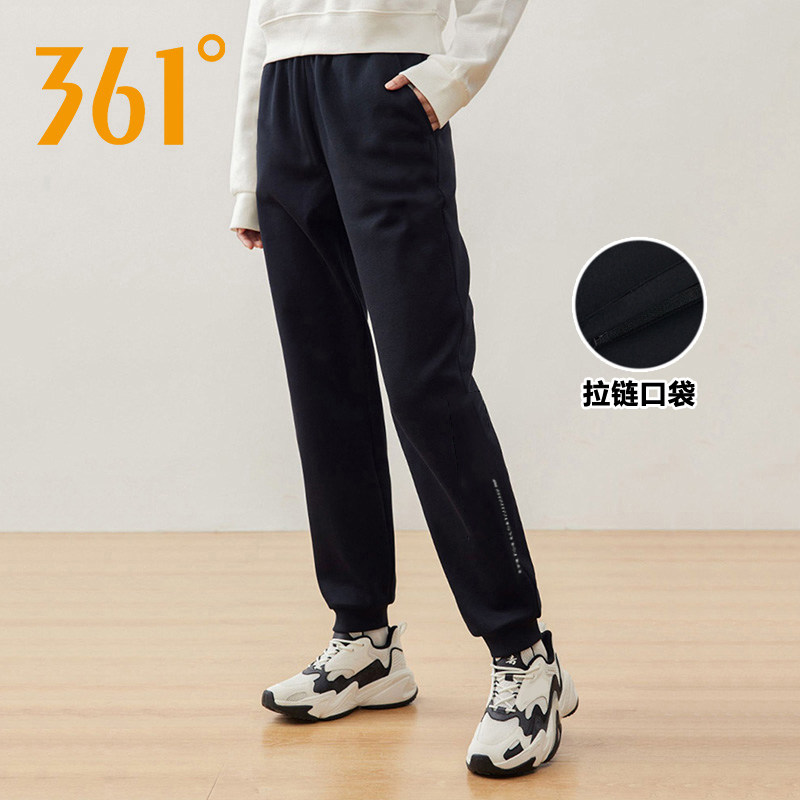 361度运动裤女款春秋季针织长裤女士潮流字母印花休闲束脚裤子女