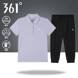 套装 新款 361翻领短袖 女夏季 休闲运动两件套 吸湿透气polo衫 七分裤