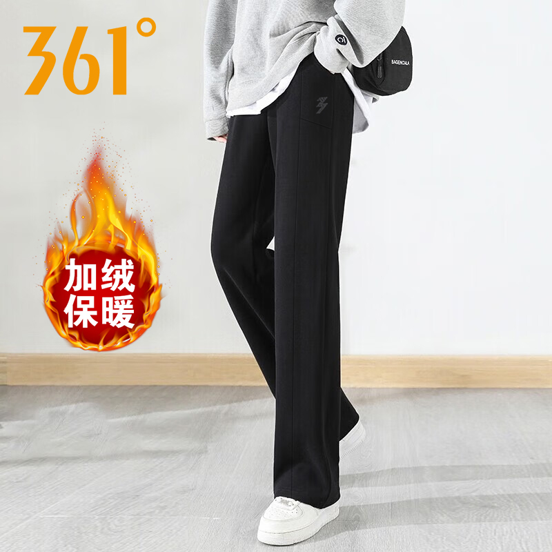 361度加绒长裤女2025冬季新款加厚保暖梭织直筒裤子休闲运动裤女